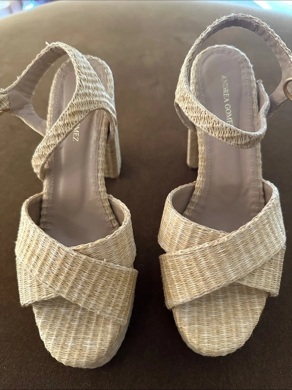 Andrea Gomez Bella Natural Raffia Platforms